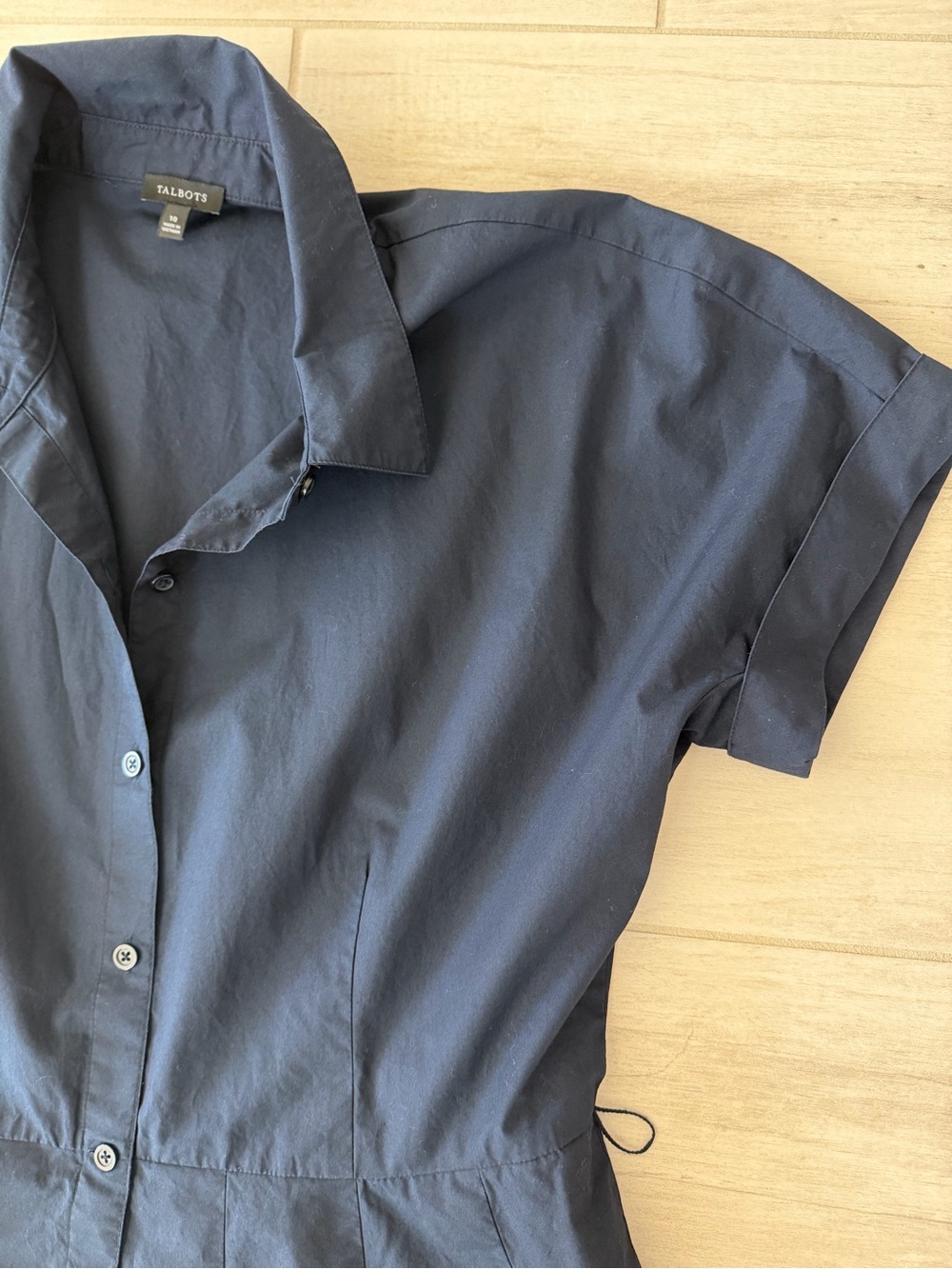 Talbots Classic Navy Button-Front Midi Shirtdress - Navy Size 10 - Picture 7 of 9